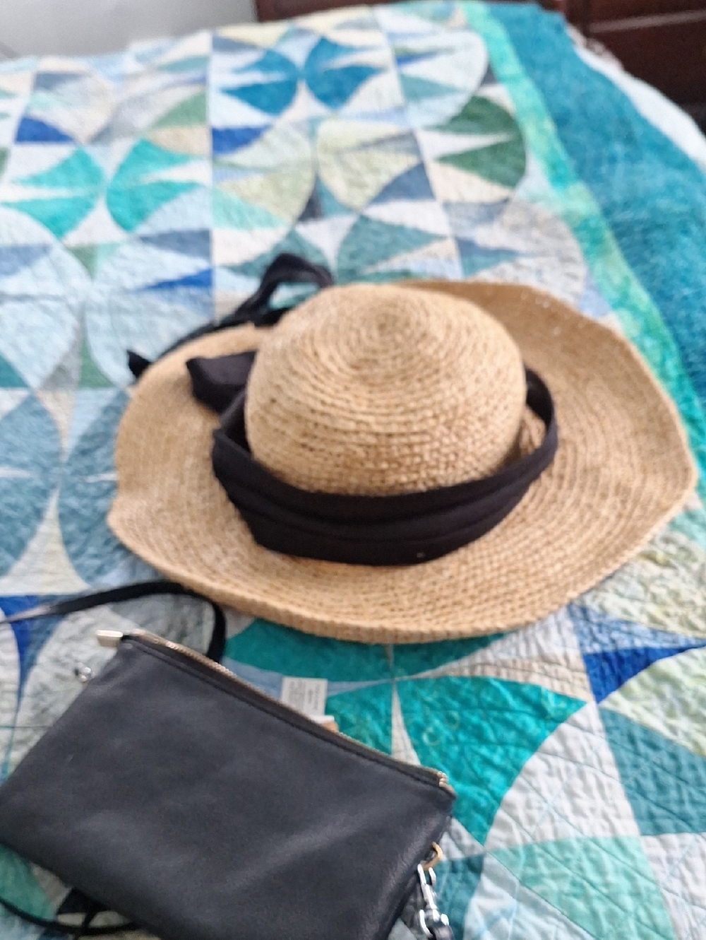 Scala Natural Straw Sun Hat with Black Ribbon